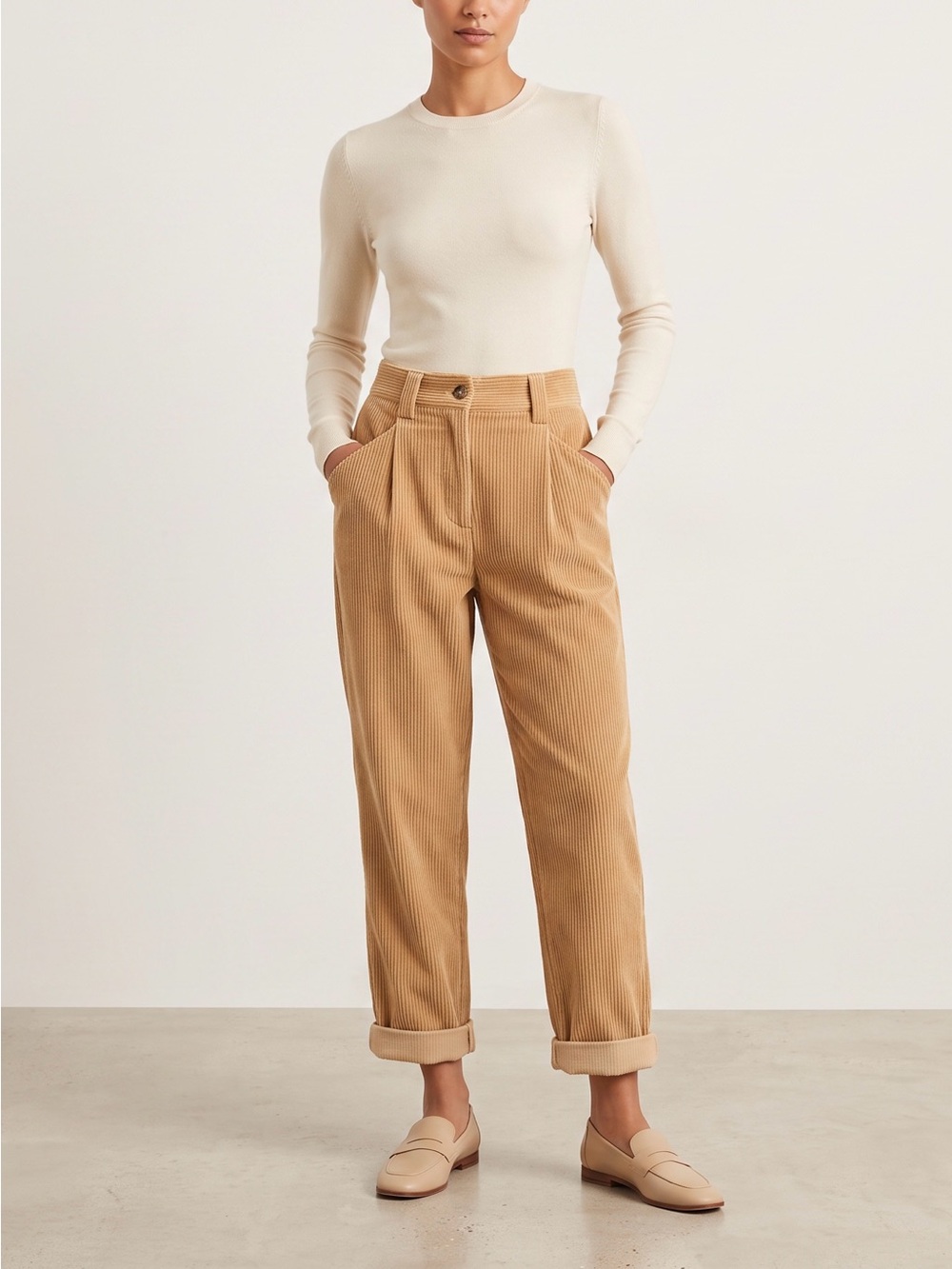 Petal & Pup Corduroy Boyfriend Jeans in Tan